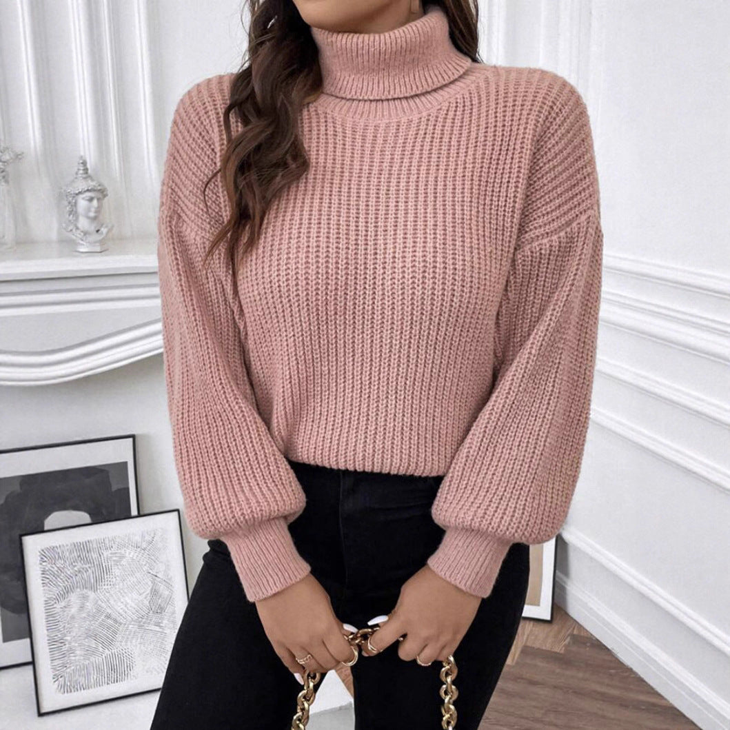 Damen Gemütlicher chunky Pullover mit Rollkragen und strukturiertem Strick Heidi-Mode