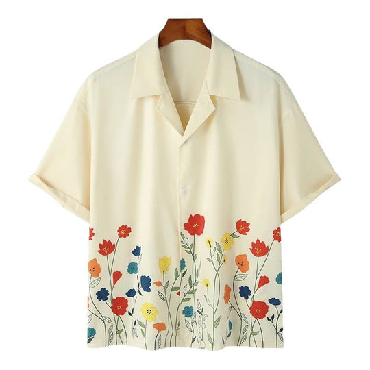 Herren Kurzarmhemd mit floralem Muster und hochwertigem Stoff Heidi-Mode