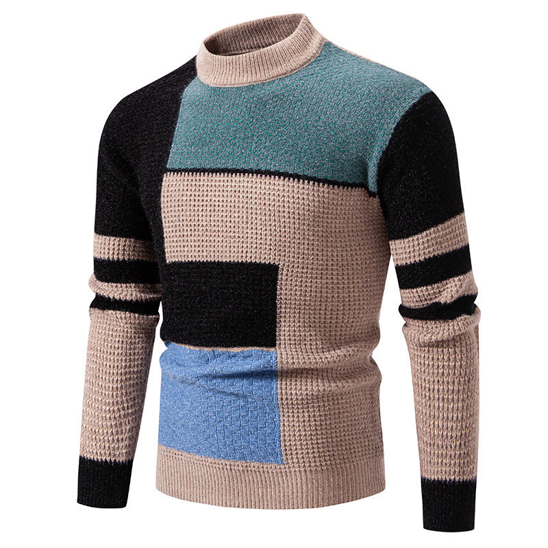 Herren modischer Pullover mit strukturiertem Farbblockdesign Heidi-Mode