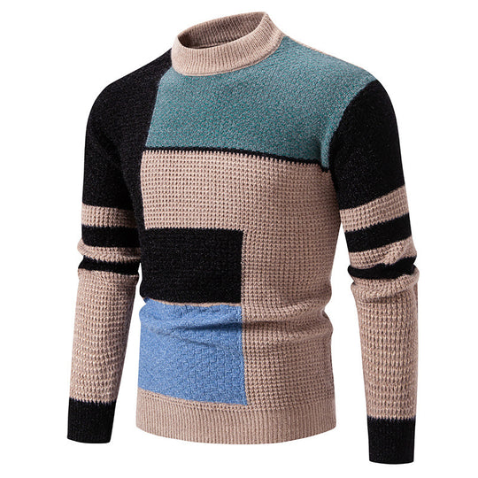 Herren modischer Pullover mit strukturiertem Farbblockdesign Heidi-Mode