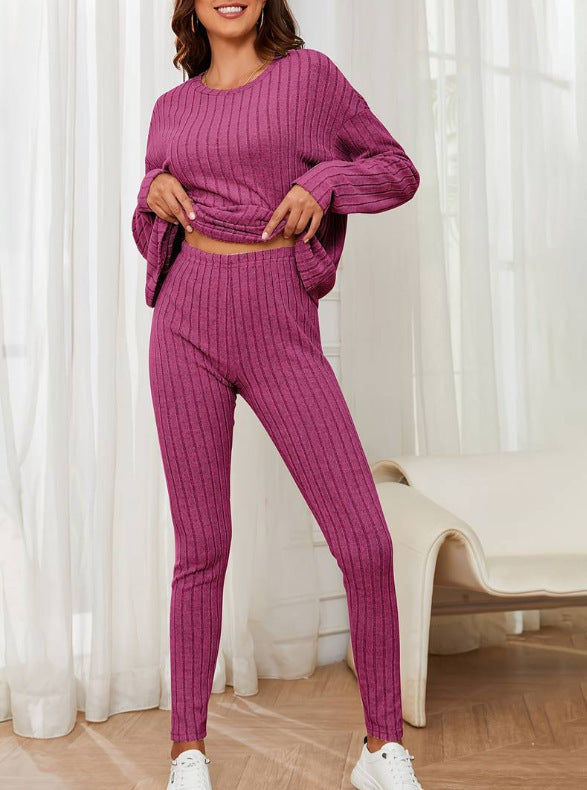 Damen Loungewear-Set mit geripptem Design und weitem Schnitt Heidi-Mode