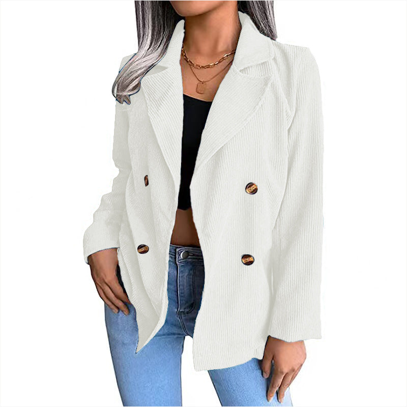Damen modische Cordjacke mit doppelter Knopfleiste Heidi-Mode