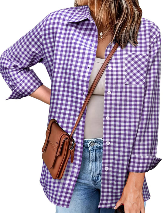 Femme Button-Up Gingham Check Shirt Heidi-Mode