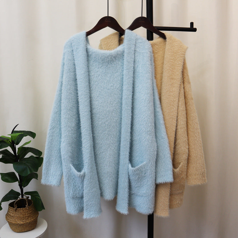 Damen Kuscheliger Cardigan mit langen Ärmeln und praktischen Taschen Heidi-Mode
