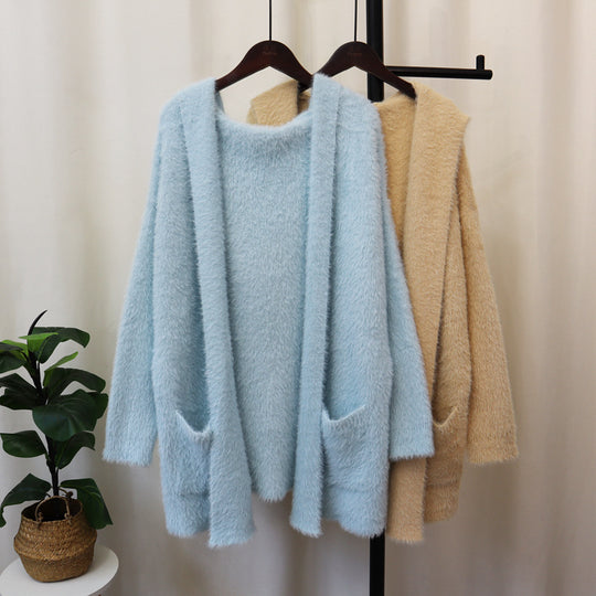 Damen Kuscheliger Cardigan mit langen Ärmeln und praktischen Taschen Heidi-Mode