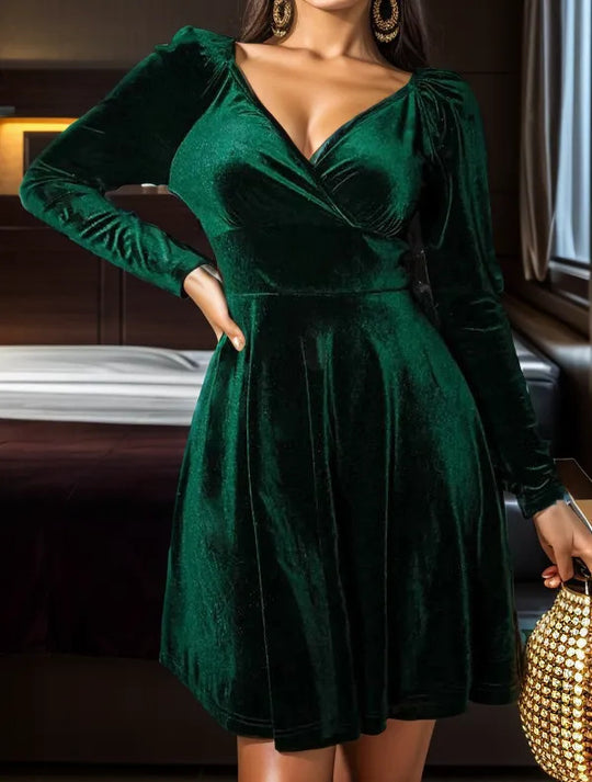 Damen Wickelkleid mit langem Arm und V-Ausschnitt Heidi-Mode