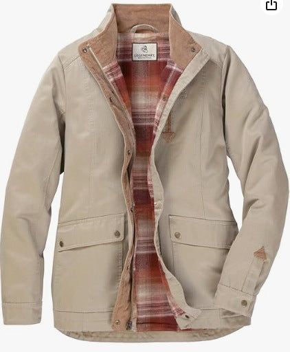 Damen lässige Utility-Jacke mit Karo-Innenfutter Heidi-Mode