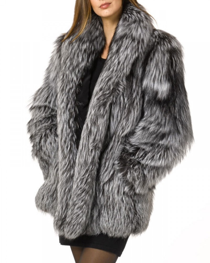 Damen Luxuriöse Kunstfelljacke mit voluminösen Ärmeln Heidi-Mode