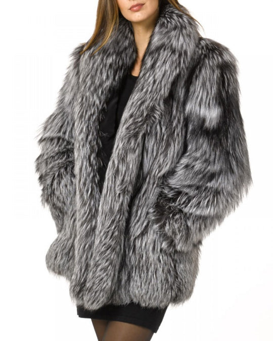 Damen Luxuriöse Kunstfelljacke mit voluminösen Ärmeln Heidi-Mode
