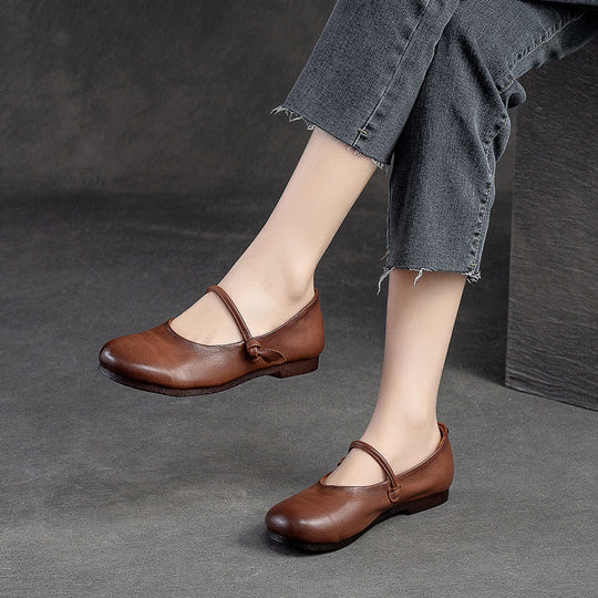 Damen Ballerinas aus hochwertigem Leder mit eleganter Schnalle Heidi-Mode