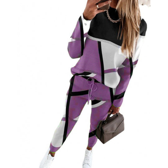 Damen trendy Sweatanzug mit grafischem Muster Heidi-Mode