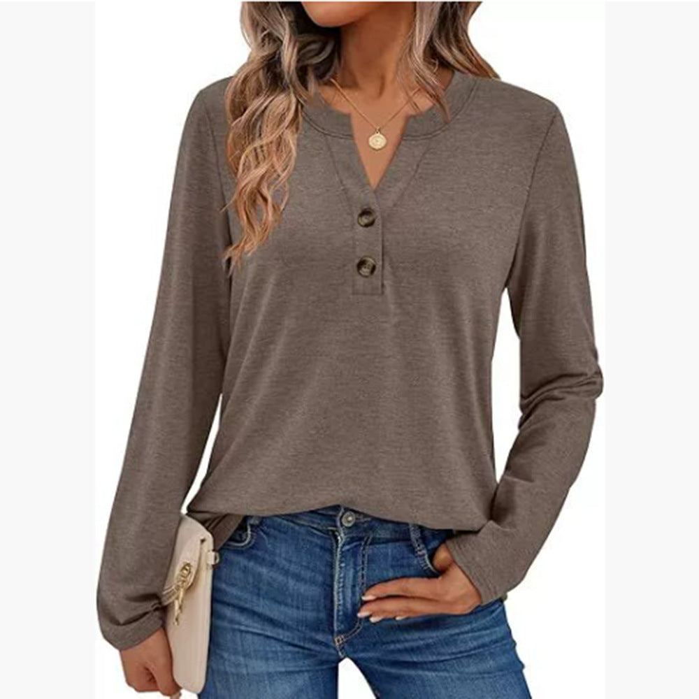 Damen Langarmshirt mit Knopfdetails Heidi-Mode