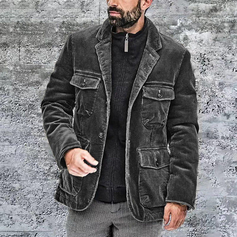 Herren Cordjacke mit praktischen aufgesetzten Taschen und modernem Schnitt Heidi-Mode
