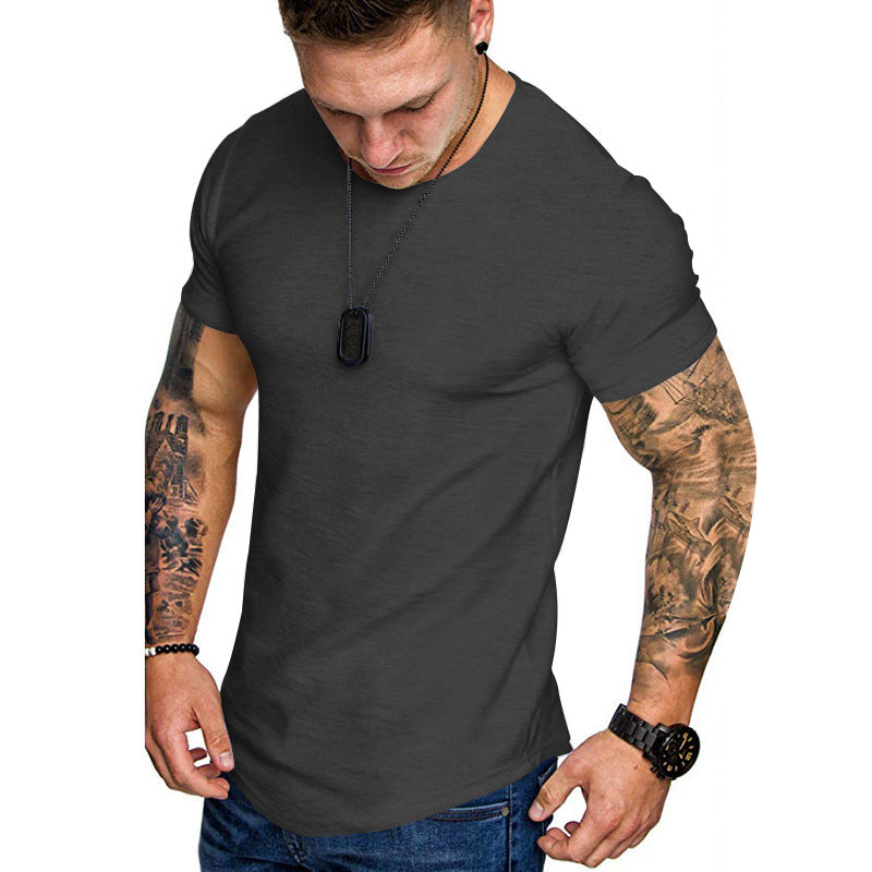 Herren figurbetontes Kurzarm-T-Shirt aus hochwertiger Baumwolle mit Rundhalsausschnitt und bequemen Schnitt Heidi-Mode