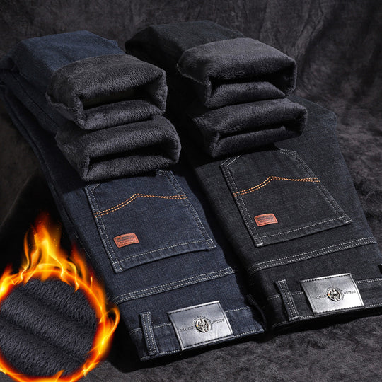 Herren warme gefütterte Jeanshose mit klassischem Schnitt Heidi-Mode