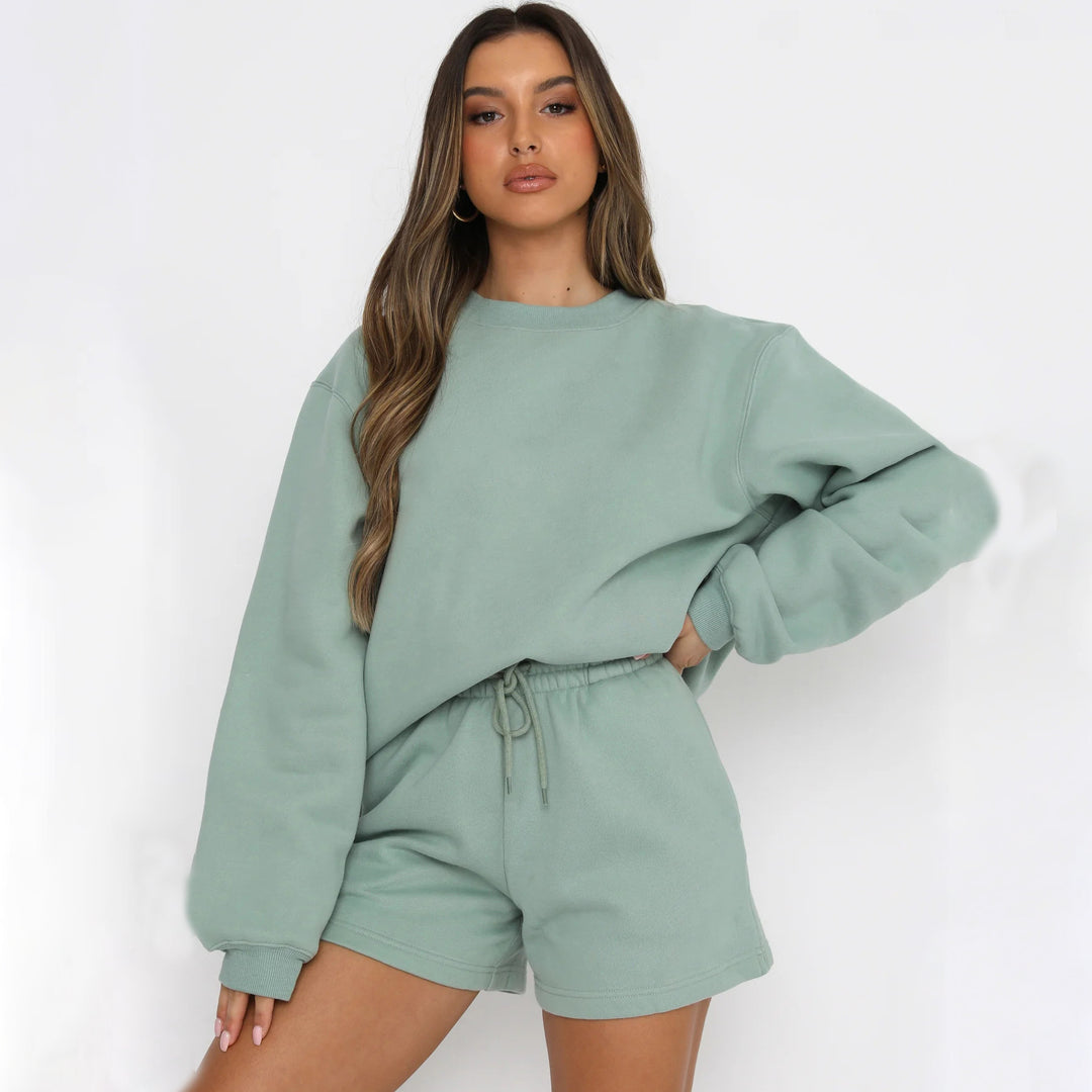 Damen Lässiges Sweater-Shorts-Set mit hohem Tragekomfort Heidi-Mode