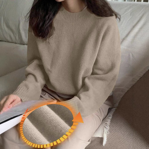 Damen Gemütlicher Rundhals-Pullover aus hochwertigem Stoff Heidi-Mode