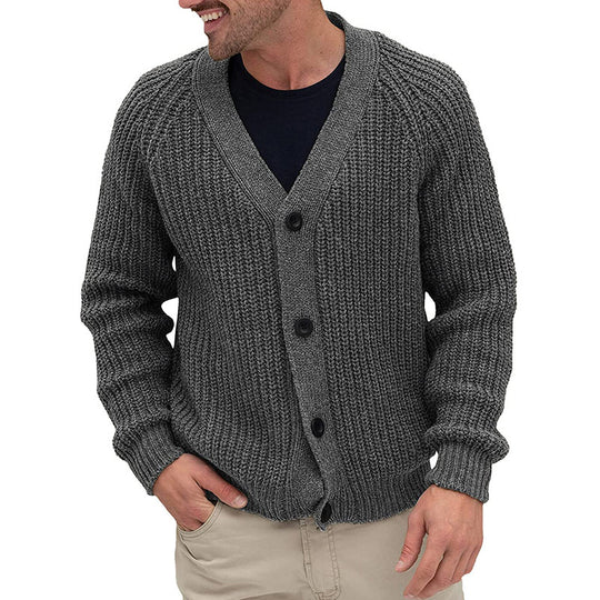 Herren modische Strickjacke mit tiefem V-Ausschnitt und strukturierter Oberfläche Heidi-Mode