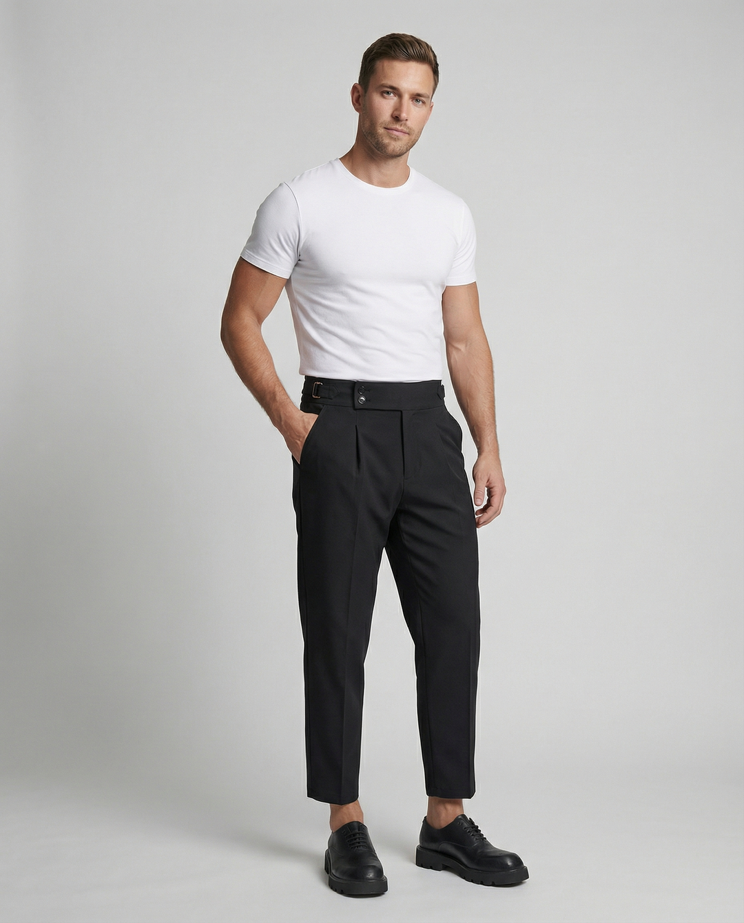 Herren Elegante Freizeithose mit hohem Bund