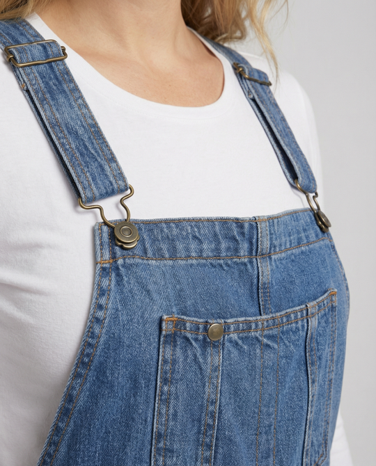 Damen Latzhose Jeans im lässigen Schnitt mit Taschen