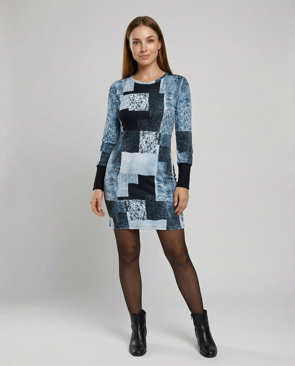 Damen Strickkleid Geometrisch | Heidi-Mode