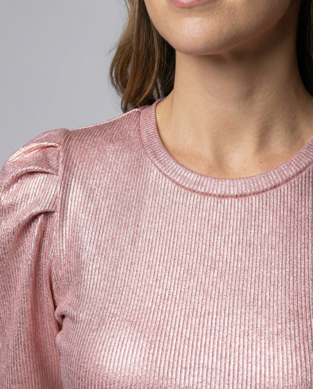 Damen funkelndes Oberteil mit voluminösen Ärmeln Heidi-Mode