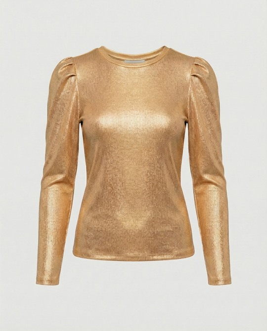 Damen funkelndes Oberteil mit voluminösen Ärmeln Heidi-Mode