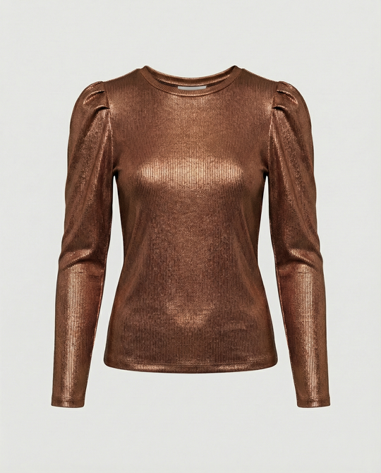 Damen funkelndes Oberteil mit voluminösen Ärmeln Heidi-Mode