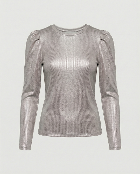 Damen funkelndes Oberteil mit voluminösen Ärmeln Heidi-Mode