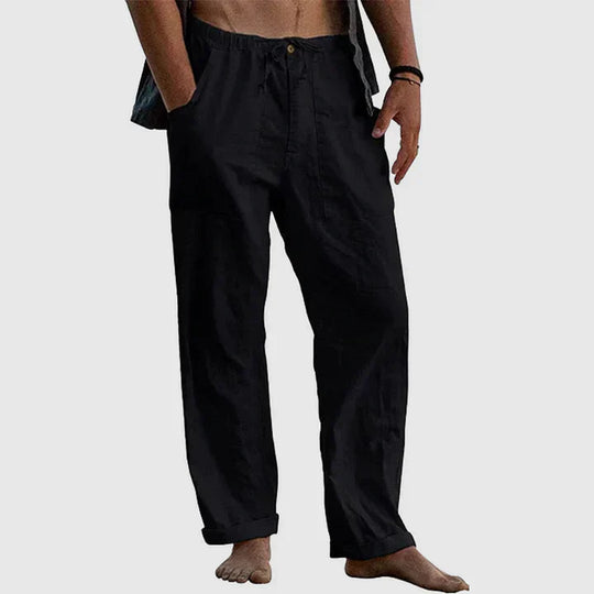 Heidi-Mode | Damen Leinen Hose mit Kordelzug Lässig Fit