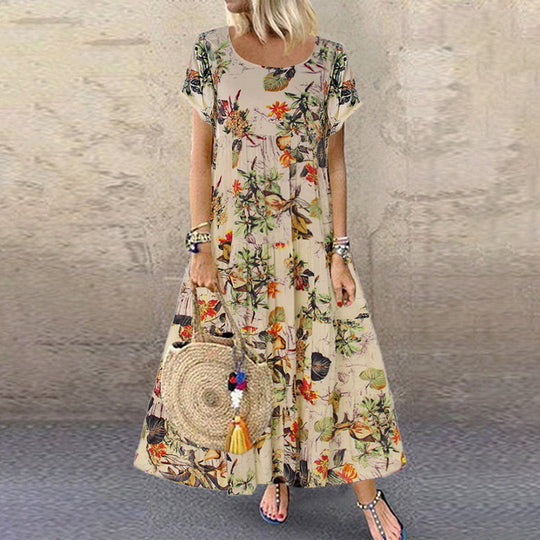 Langes Kleid mit Blumenmuster im Vintage-Stil