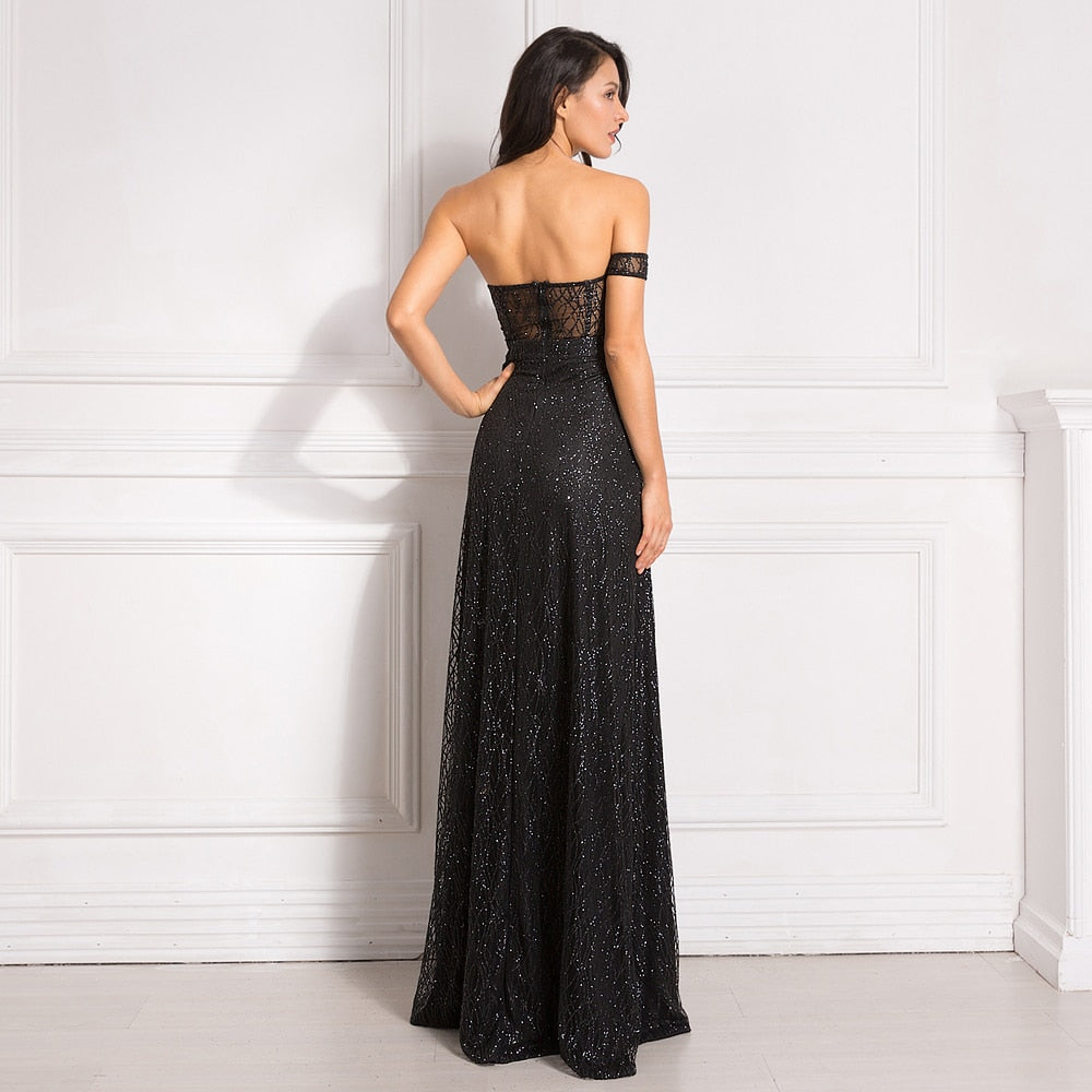 Heidi-Mode | Off Shoulder Glitzer Spitzekleider