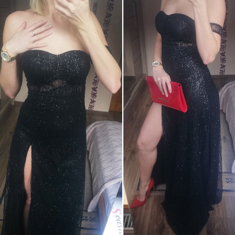 Heidi-Mode | Off Shoulder Glitzer Spitzekleider