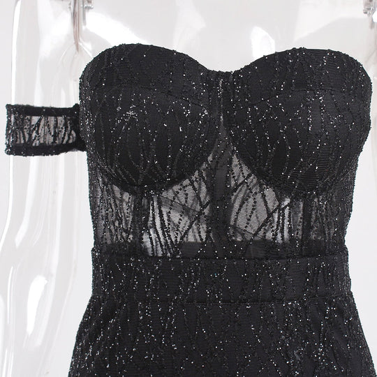 Heidi-Mode | Off Shoulder Glitzer Spitzekleider