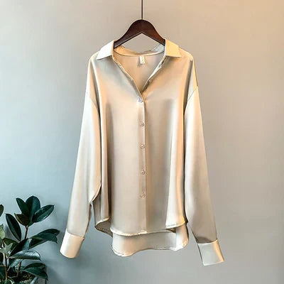 Heidi-Mode | Satin Bluse mit Knopfleiste