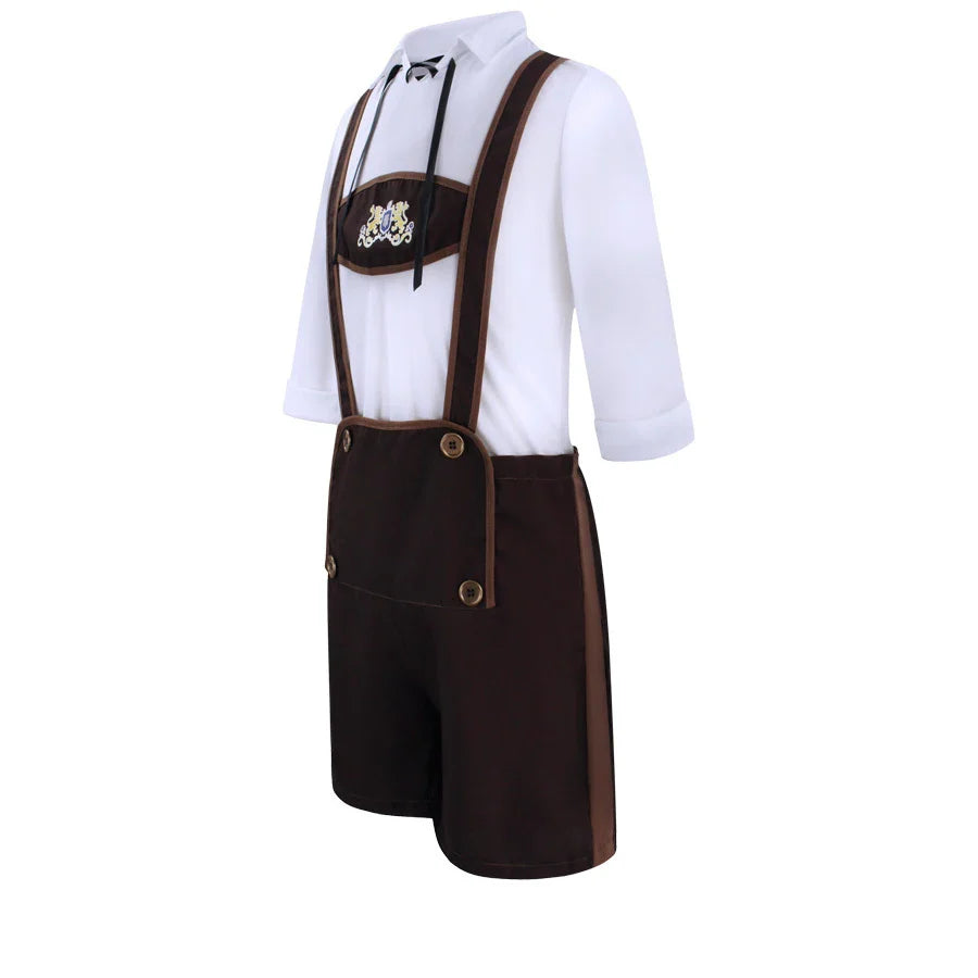 Heidi-Mode Oktoberfest Hosenträger Lederhosen und Hut Kostüm Outfit