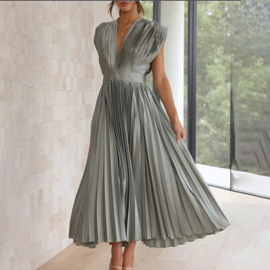 Heidi-Mode | Elegante Elektrische Plissierte Maxikleid
