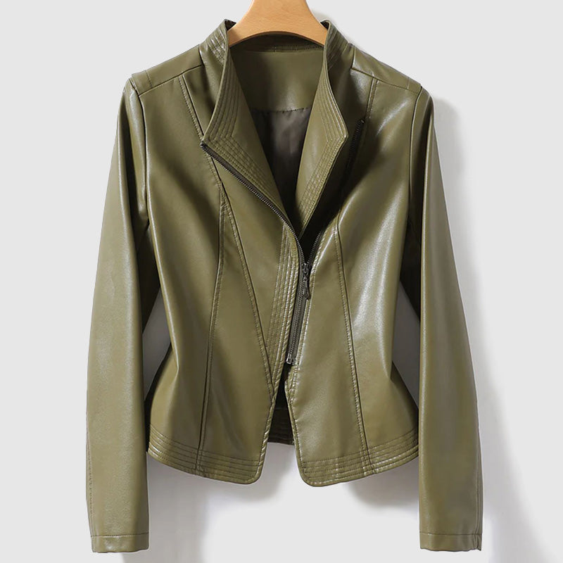 Heidi-Mode | Vegane Lederjacke mit Reißverschluss für Frauen Umweltfreundliche Materialien