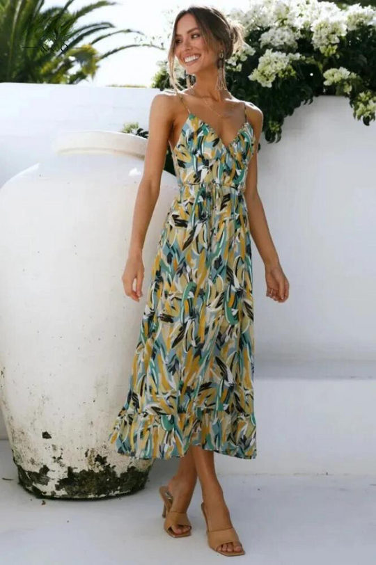 Buntes Sommerkleid mit Stil und Komfort