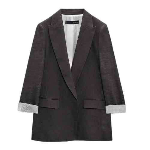 open blazer voor dames met bedrukte mouwen, revers en geen knopen