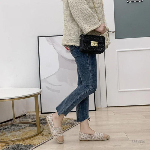 Heidi-Mode | Flache Canvas Espadrilles mit Leder Patch