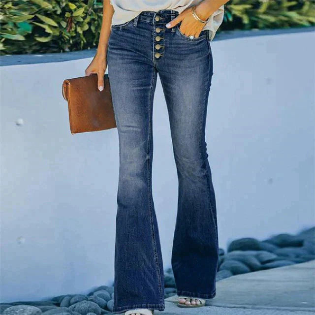 Heidi-Mode | Bootcut-Jeans mit hoher Taille