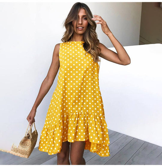 Heidi-Mode | Mühelos Stylish: Umarmen Sie Komfort mit Unserem Lässig Polka Dot Kleid