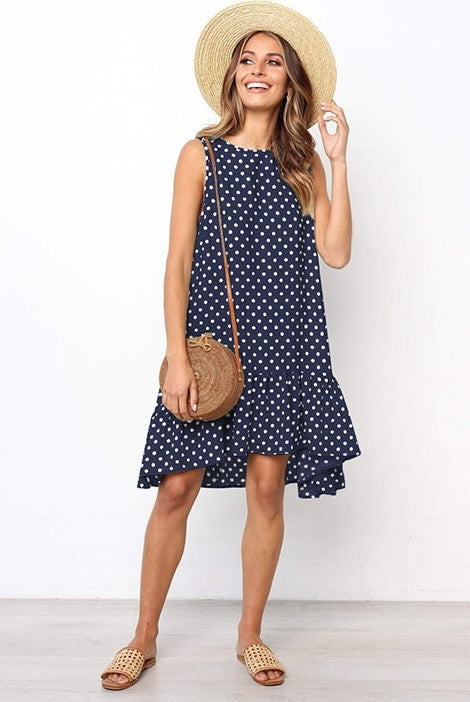 Heidi-Mode | Mühelos Stylish: Umarmen Sie Komfort mit Unserem Lässig Polka Dot Kleid