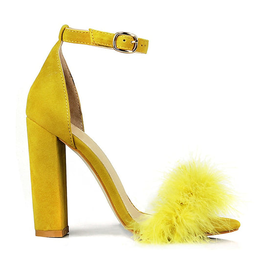 Heidi-Mode | Kunstfell Knöchelriemen High Heels