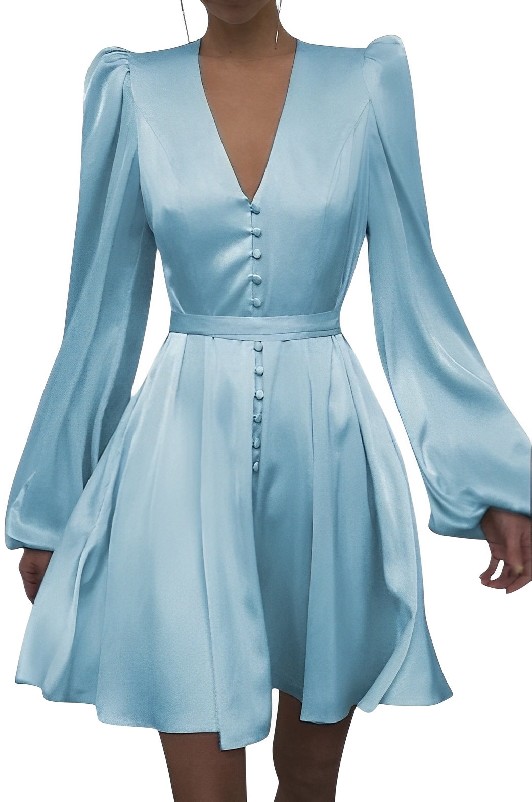 Heidi-Mode | Satin V-Ausschnitt Slim Kleid