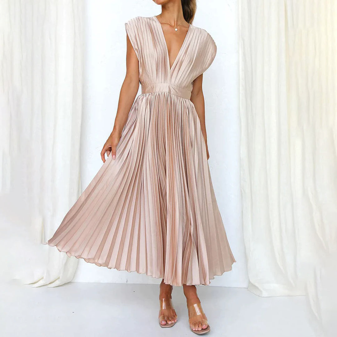 Heidi-Mode | Elegante Elektrische Plissierte Maxikleid
