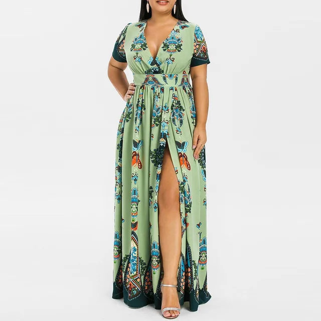 Print Plus Size Lange Jurk Butterfly Chic