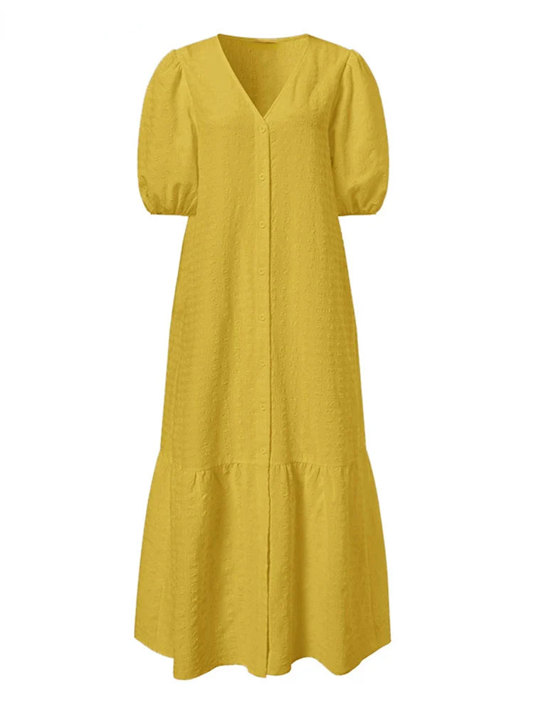 Große Größen lange Maxi-Kleid für Damen mit halben Ärmeln