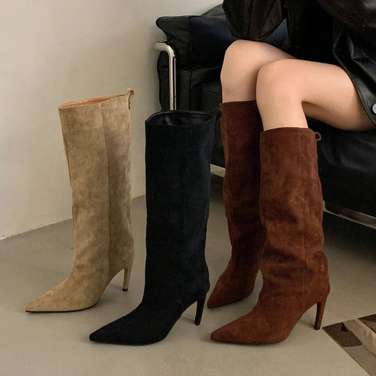 Heidi-Mode | Spitz zulaufende Kniehohe Stiefel für Damen – Schick & Stilvoll